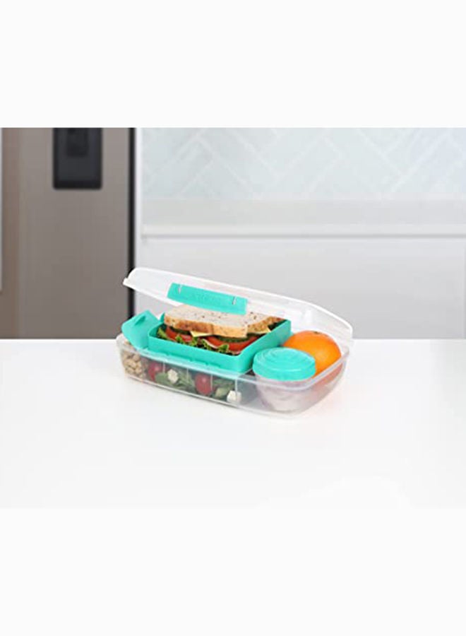 Sistema Teal Bento Box : Portable Meal Container, On-the-Go Launch box, Meal Prep Container, Lunchbox with Compartments, Food Storage Solution-1.76 Liter