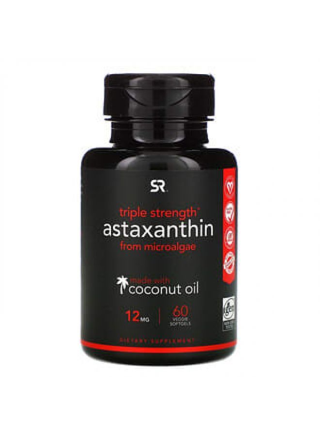 Sports Research Astaxanthin Triple Strength 12 mg 60 Veggie Softgels
