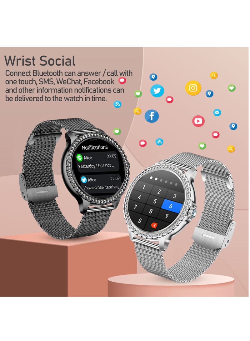 SmartWatch for Android IOS, Bluetooth Call Fitness Tracker with Heart Rate Sleep Monitor Diamonds Inlay Surface Smartwatch 1.32