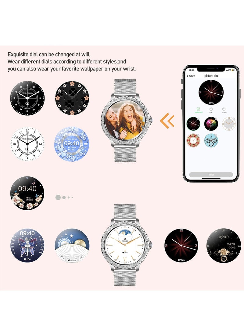 SmartWatch for Android IOS, Bluetooth Call Fitness Tracker with Heart Rate Sleep Monitor Diamonds Inlay Surface Smartwatch 1.32