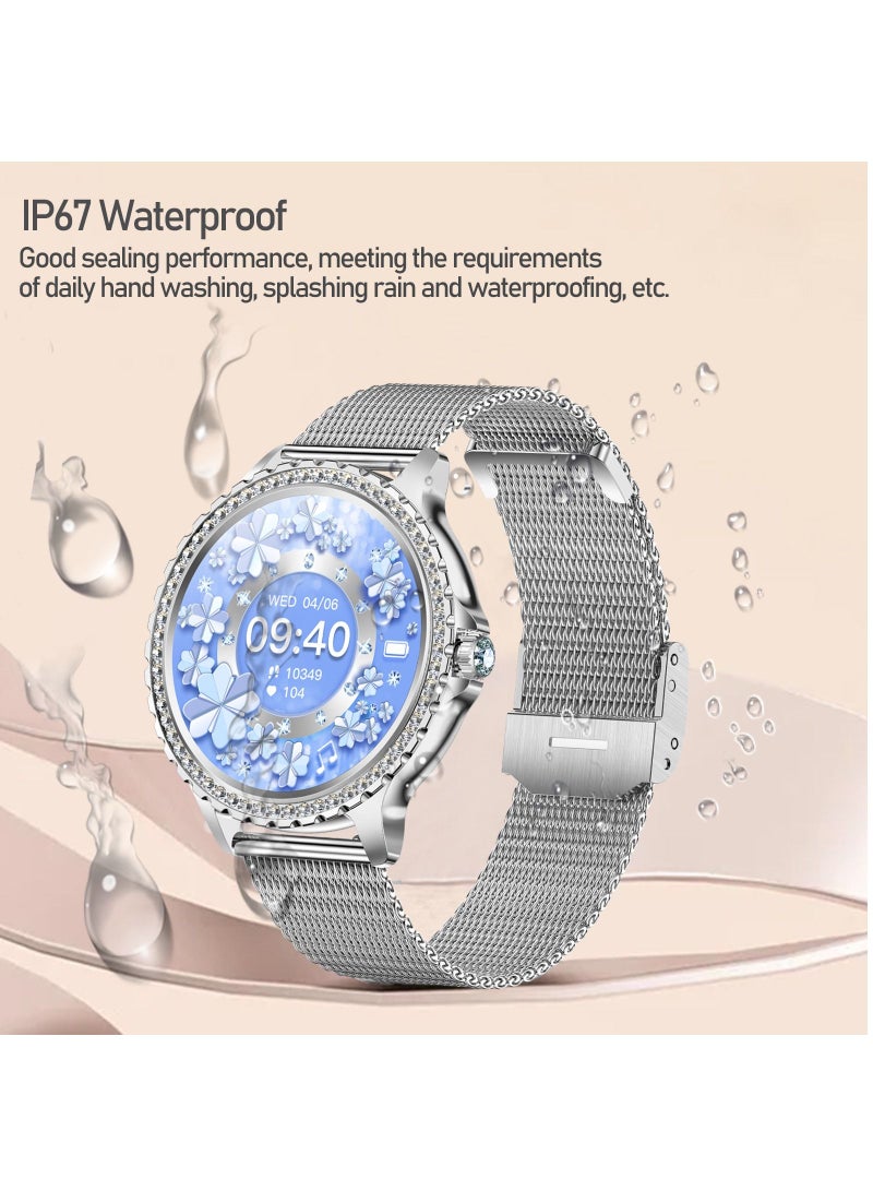 SmartWatch for Android IOS, Bluetooth Call Fitness Tracker with Heart Rate Sleep Monitor Diamonds Inlay Surface Smartwatch 1.32