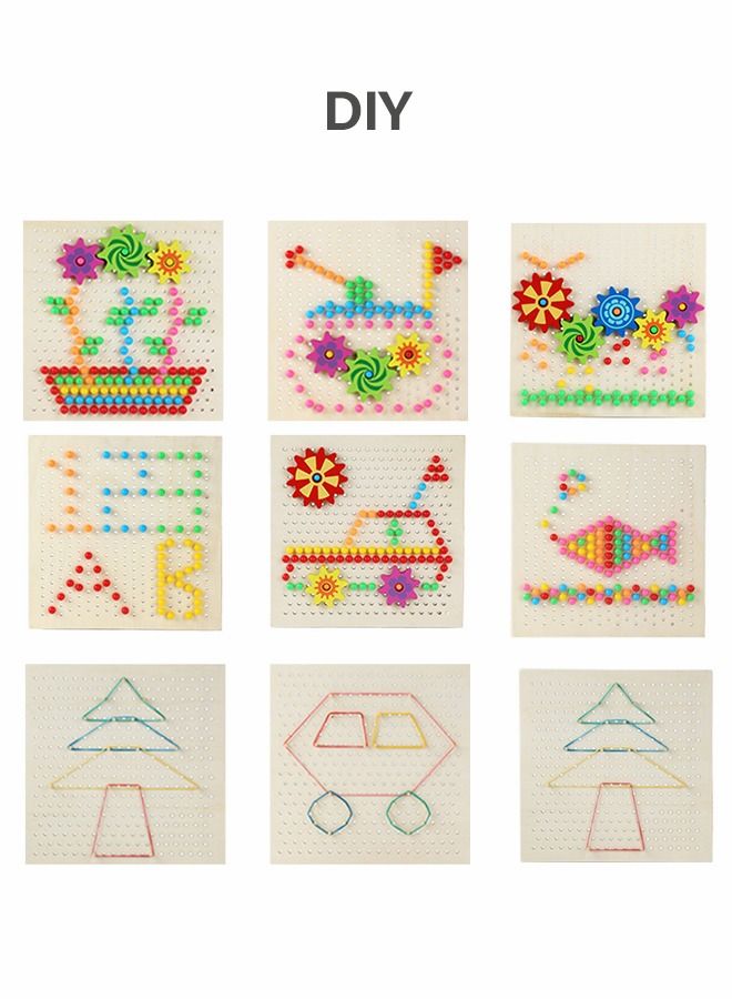 283 Pieces Wooden Peg Board Toys Mushroom Nails, 2 in 1 Color Matching Mosaic Pegboard , Button Art Toys for Toddlers , Early Learning Educational Toys for Boys & Girls