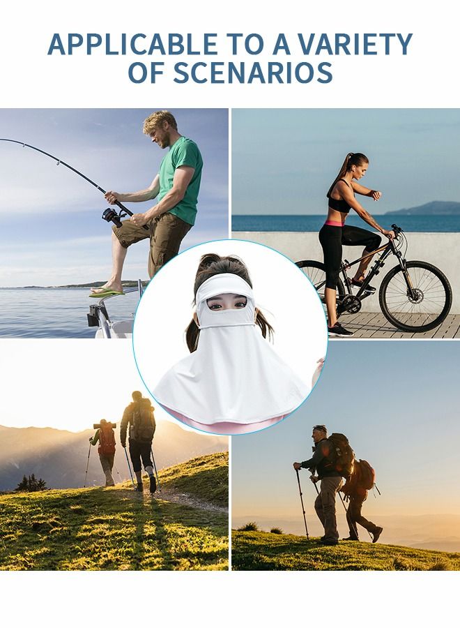 2 PCS UV Long Sun Gloves and Sunscreen Mask Face Shield Cover, Sports Driving Gloves Non Slip Full Face Finger Arm Sun Protective Ice Silk Sunscreen Shawl Mask All In One