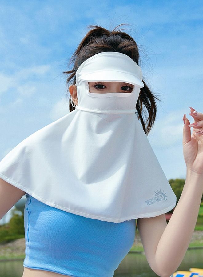 2 PCS UV Long Sun Gloves and Sunscreen Mask Face Shield Cover, Sports Driving Gloves Non Slip Full Face Finger Arm Sun Protective Ice Silk Sunscreen Shawl Mask All In One