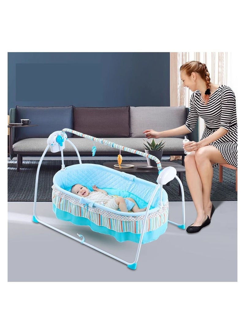 Cradle-bed Infant Rocking Bed Electric Smart Swing Newborns 0-2 Years Old Baby Cradle Sleep Basket Bed Comfort-blue