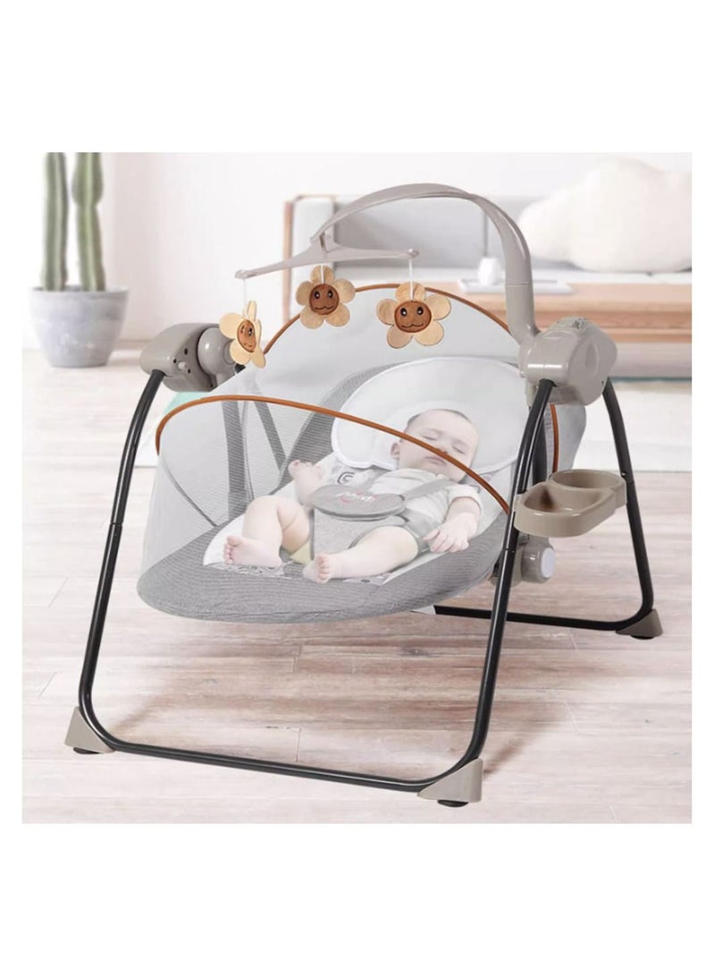 Baby Rocking Chair Electric Cradle Bed for Baby Bedding Baby Recliner Comfort Chair for Newborn Baby Rocking Table-Gry