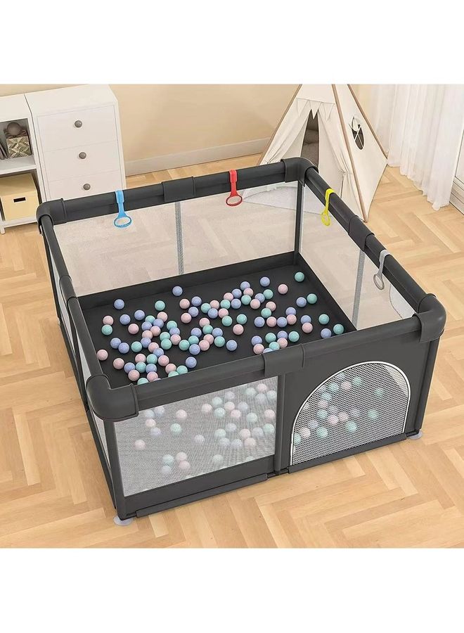Baby Playpen For Babies Toddlers Safety Play Yard With Anti Collision Foam Breathable Mesh Indoor Kids Activity Centre Including 40 Ocean Balls And 4 Pull Rings