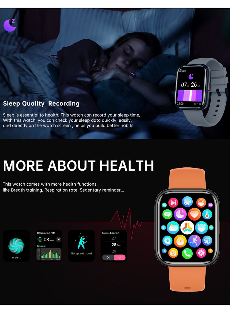 Sports Men's Smartwatch Fitness Tracker Waterproof Smart Watch for Men Women, Heart Rate Blood Pressure Monitor, Bluetooth Calls