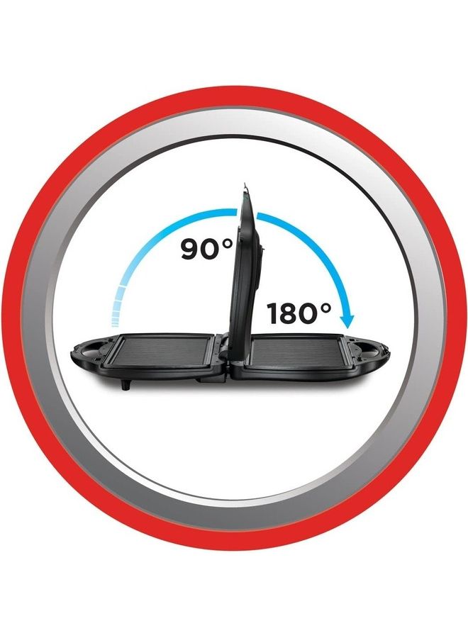 3-in-1 Sandwich, Waffle Maker, and Grill, 4 Slice Capacity, Interchangeable Plates, 180° Flat Grill, Compact, Locking Clamp, Safe, Even Cooking, 1400 W TS4130-B5 black