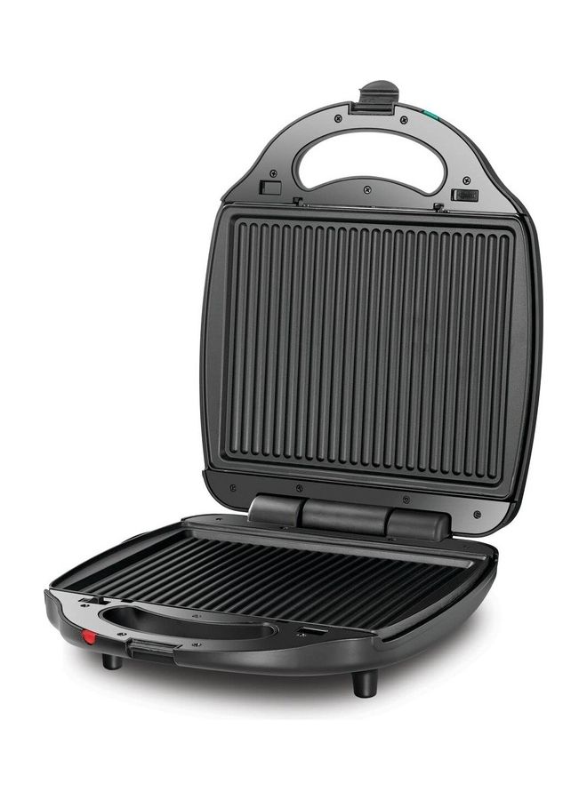 3-in-1 Sandwich, Waffle Maker, and Grill, 4 Slice Capacity, Interchangeable Plates, 180° Flat Grill, Compact, Locking Clamp, Safe, Even Cooking, 1400 W TS4130-B5 black