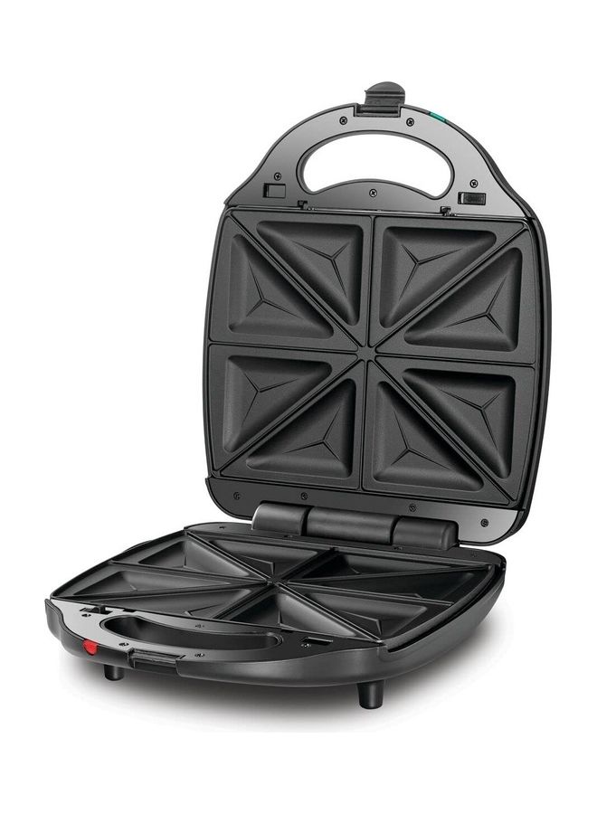 3-in-1 Sandwich, Waffle Maker, and Grill, 4 Slice Capacity, Interchangeable Plates, 180° Flat Grill, Compact, Locking Clamp, Safe, Even Cooking, 1400 W TS4130-B5 black