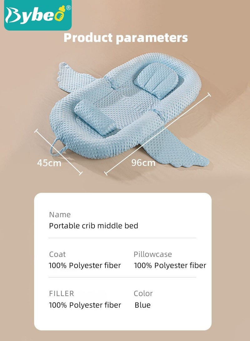 Baby Nest Bed Infant Lounger with Anti-Reflux Feeding Set - Includes Toddler nests, Crib Wedge Pillow and Anti-Slip Foot Mat - Nursing Pillows for Breastfeeding - Ensures Better Night's Sleep and Enha