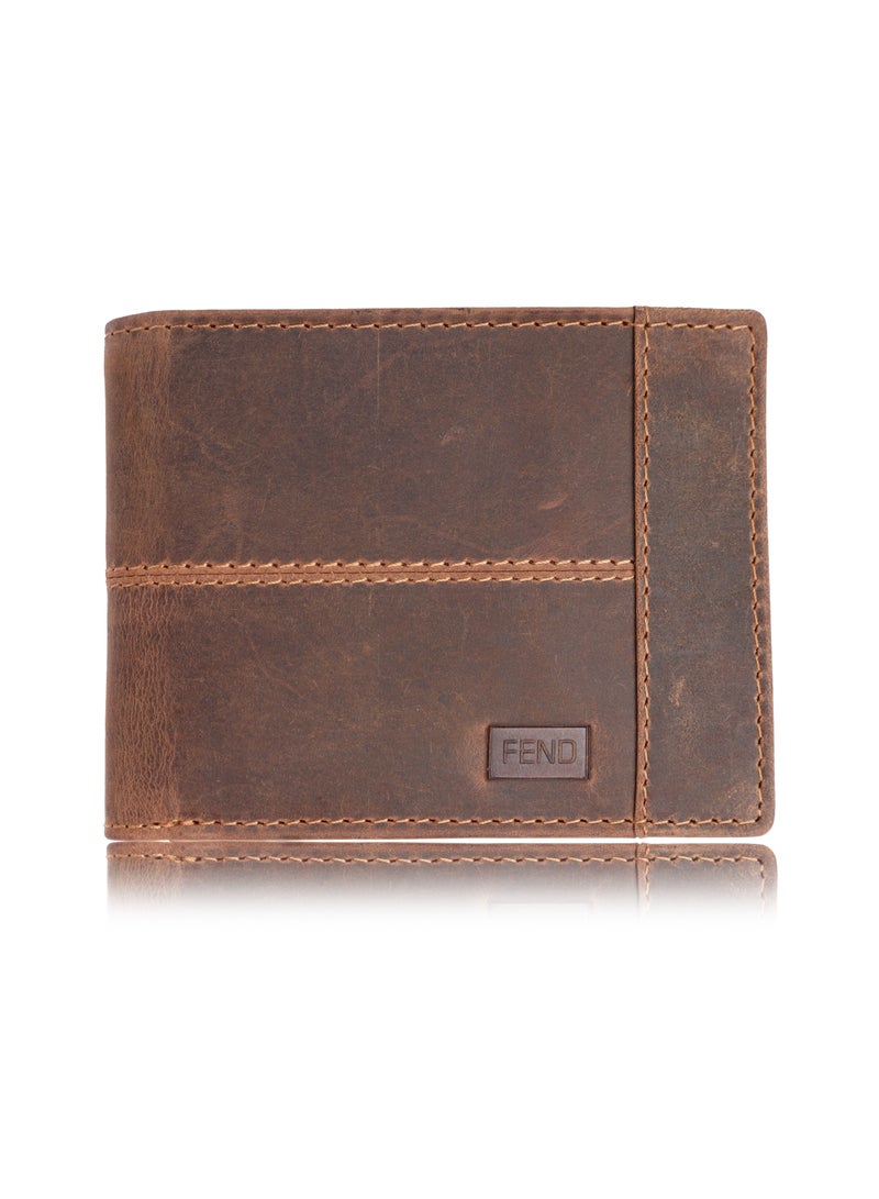 Fend Genuine Leather Men's Wallet with RFID Protection Tan