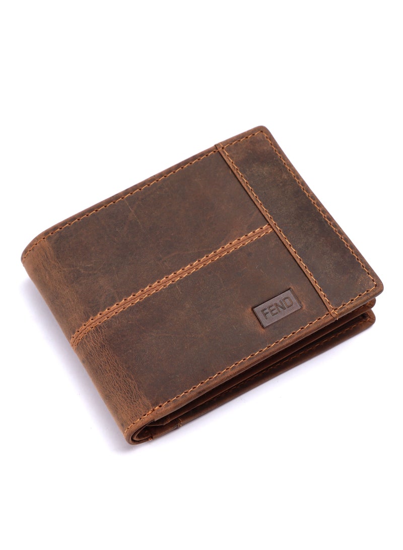 Fend Genuine Leather Men's Wallet with RFID Protection Tan