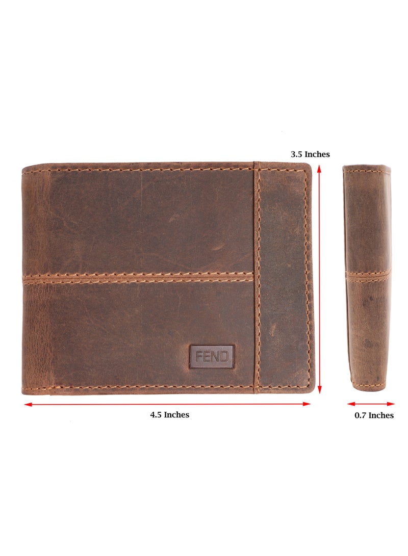 Fend Genuine Leather Men's Wallet with RFID Protection Tan