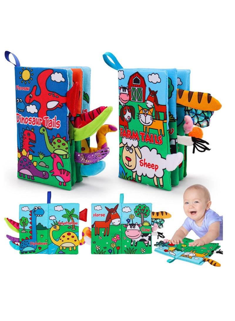 2 PCS Baby Books Toys, Babies Touch and Feel Crinkle Cloth Books, 0-6 Months Interactive Sensory Baby Toys, Suitable for 0-3-6 Months Infant Newborn Baby Boy Girl Shower Gifts Set