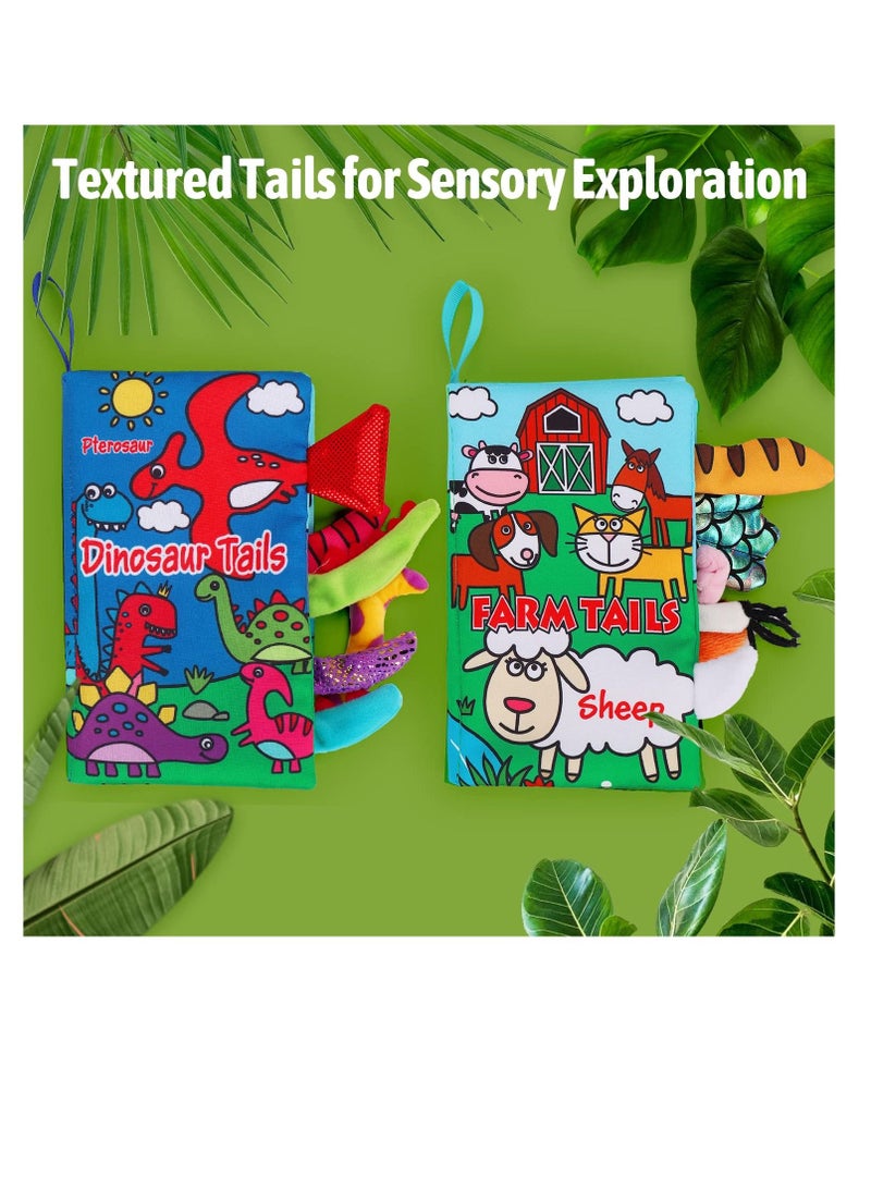 2 PCS Baby Books Toys, Babies Touch and Feel Crinkle Cloth Books, 0-6 Months Interactive Sensory Baby Toys, Suitable for 0-3-6 Months Infant Newborn Baby Boy Girl Shower Gifts Set