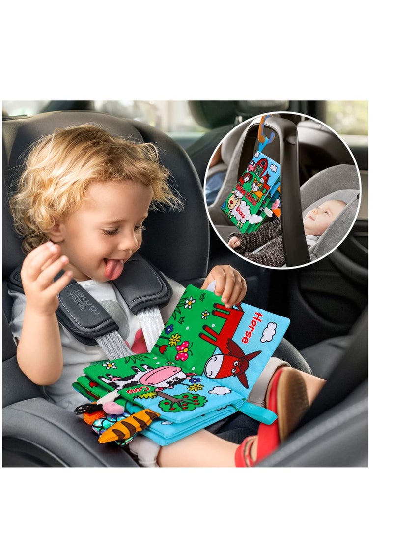 2 PCS Baby Books Toys, Babies Touch and Feel Crinkle Cloth Books, 0-6 Months Interactive Sensory Baby Toys, Suitable for 0-3-6 Months Infant Newborn Baby Boy Girl Shower Gifts Set