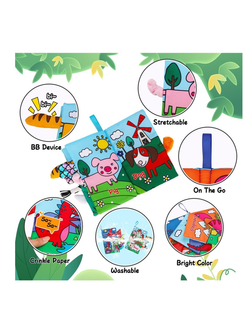 2 PCS Baby Books Toys, Babies Touch and Feel Crinkle Cloth Books, 0-6 Months Interactive Sensory Baby Toys, Suitable for 0-3-6 Months Infant Newborn Baby Boy Girl Shower Gifts Set