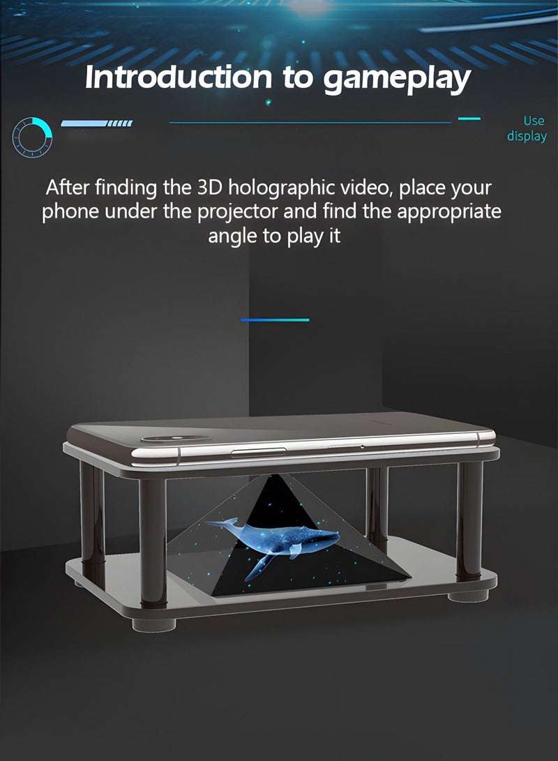 3D Holographic Display Stands,Projector Mobile Smartphone Hologram Bracket,360° Images Holographic Display Stands Projector,for Ad Display/Cartoon Interaction/Entertainment/Gift,Developmental Toys