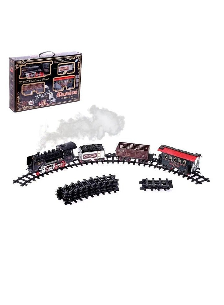 Classic Railway Steam Train (20 items) Lighting And Sound Effects And It is Battery Operated Train Toy