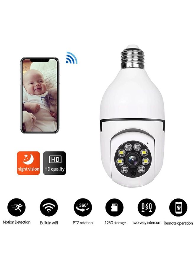 360 Degree Wireless WIFI Light Bulb Security Camera With Motion Detection And Two Way Audio System