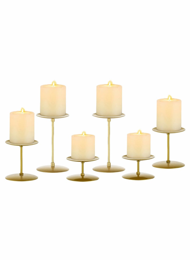 Candle Holders Plates - Set of 6 Candelabra Stand Iron Plate Minimalism Modern Home Mantel Dinning Table Decorations Centerpiece for Wedding, Party, Events, Gold