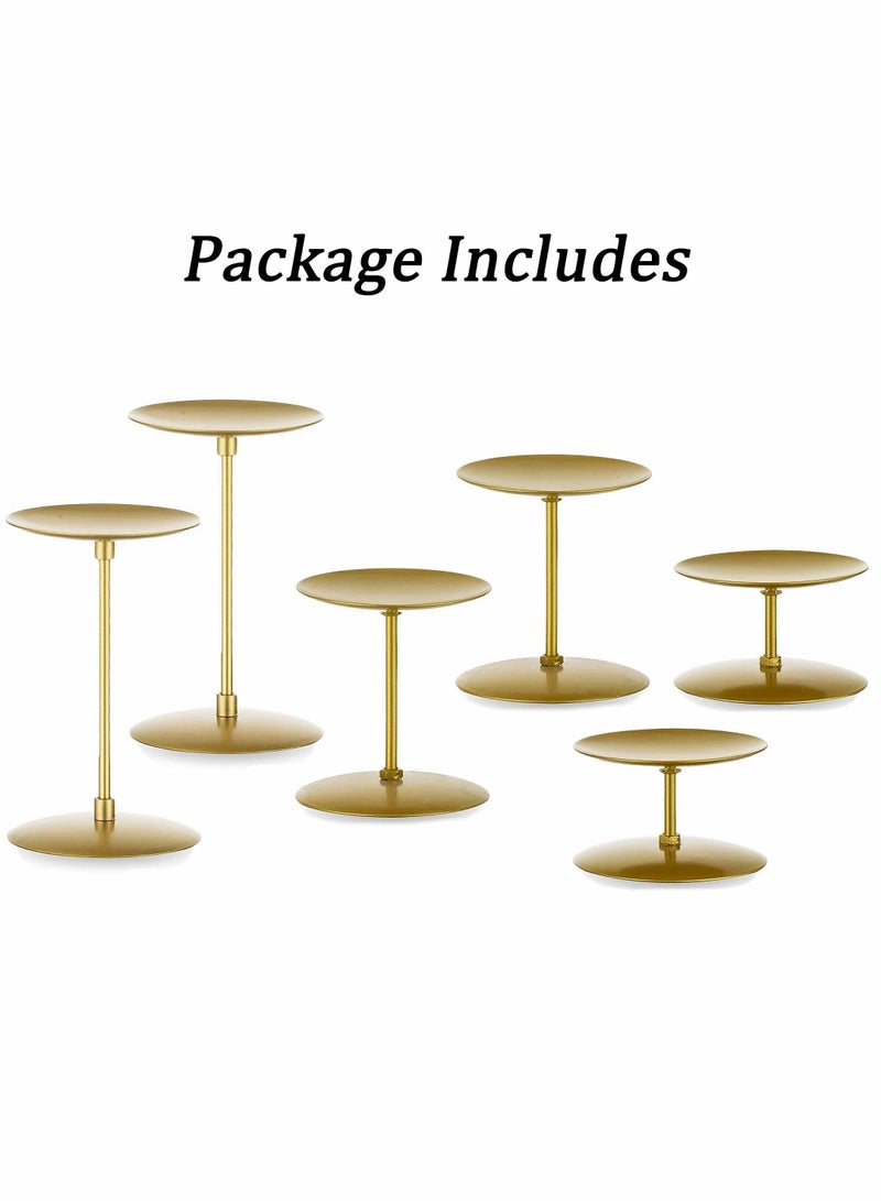 Candle Holders Plates - Set of 6 Candelabra Stand Iron Plate Minimalism Modern Home Mantel Dinning Table Decorations Centerpiece for Wedding, Party, Events, Gold