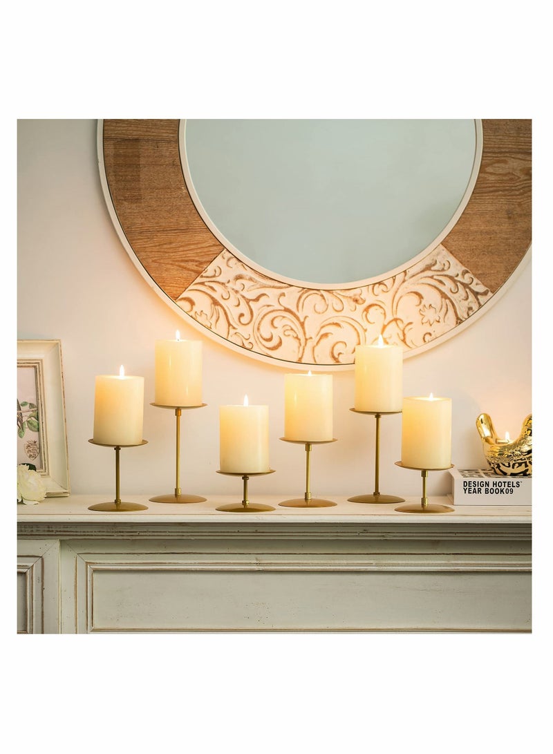 Candle Holders Plates - Set of 6 Candelabra Stand Iron Plate Minimalism Modern Home Mantel Dinning Table Decorations Centerpiece for Wedding, Party, Events, Gold