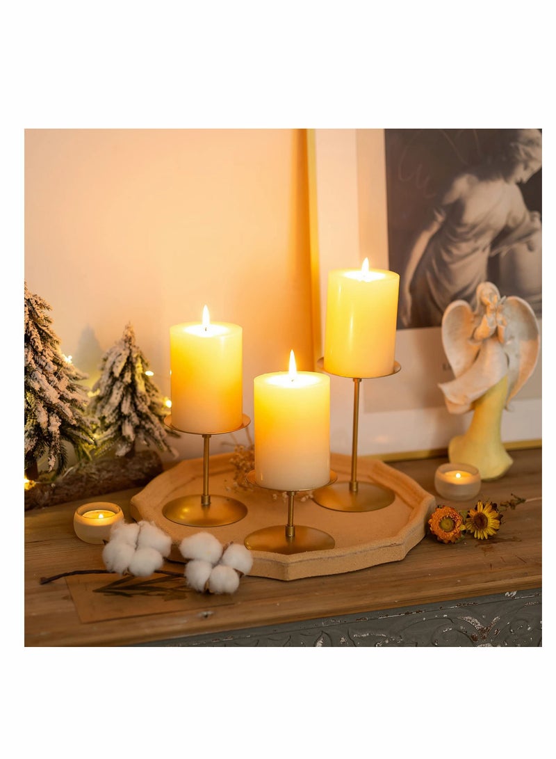 Candle Holders Plates - Set of 6 Candelabra Stand Iron Plate Minimalism Modern Home Mantel Dinning Table Decorations Centerpiece for Wedding, Party, Events, Gold