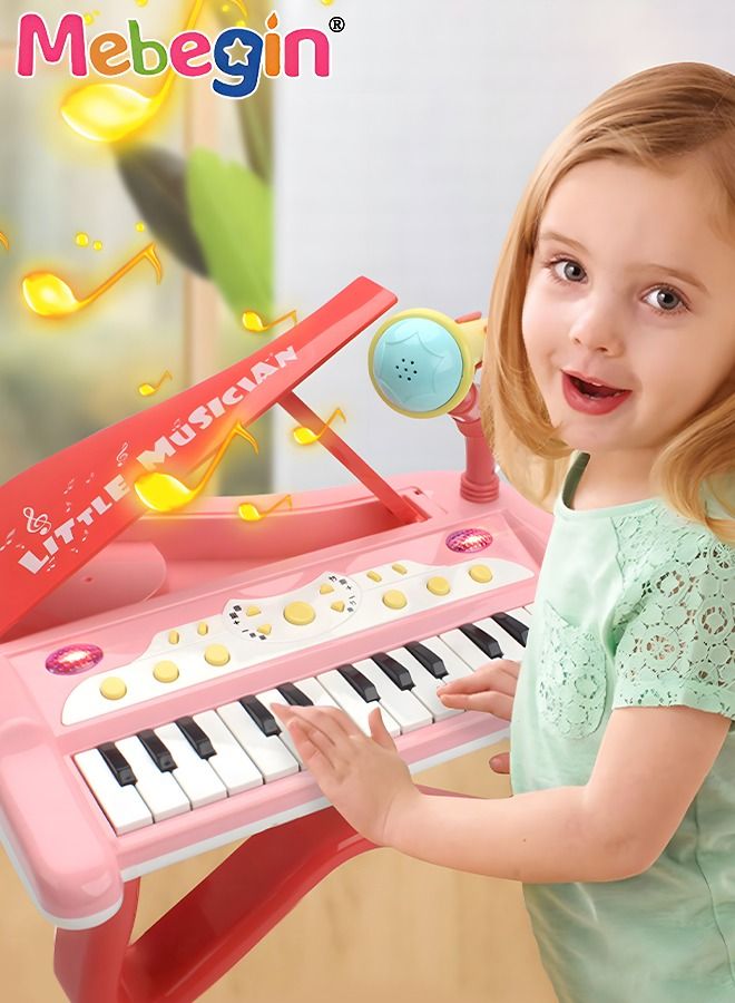 Piano Keyboard Toy with Microphone, Multifunctional Electronic Piano Toy with Microphone, Preschool Learning Educational Instruments Toy, Great Toddler Musical Toy, Suitable for Kids Aged 3+ and Beginners to Practice, 29*25*29cm