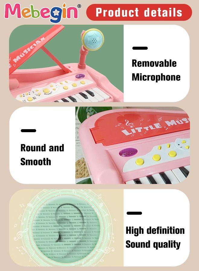 Piano Keyboard Toy with Microphone, Multifunctional Electronic Piano Toy with Microphone, Preschool Learning Educational Instruments Toy, Great Toddler Musical Toy, Suitable for Kids Aged 3+ and Beginners to Practice, 29*25*29cm