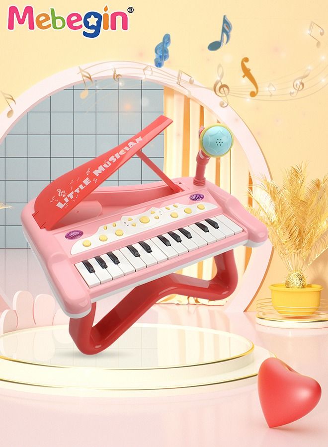 Piano Keyboard Toy with Microphone, Multifunctional Electronic Piano Toy with Microphone, Preschool Learning Educational Instruments Toy, Great Toddler Musical Toy, Suitable for Kids Aged 3+ and Beginners to Practice, 29*25*29cm