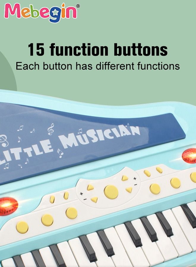 Piano Keyboard Toy with Microphone, Multifunctional Electronic Piano Toy with Microphone, Preschool Learning Educational Instruments Toy, Great Toddler Musical Toy, Suitable for Kids Aged 3+ and Beginners to Practice, 29*25*29cm