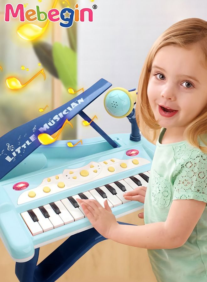 Piano Keyboard Toy with Microphone, Multifunctional Electronic Piano Toy with Microphone, Preschool Learning Educational Instruments Toy, Great Toddler Musical Toy, Suitable for Kids Aged 3+ and Beginners to Practice, 29*25*29cm