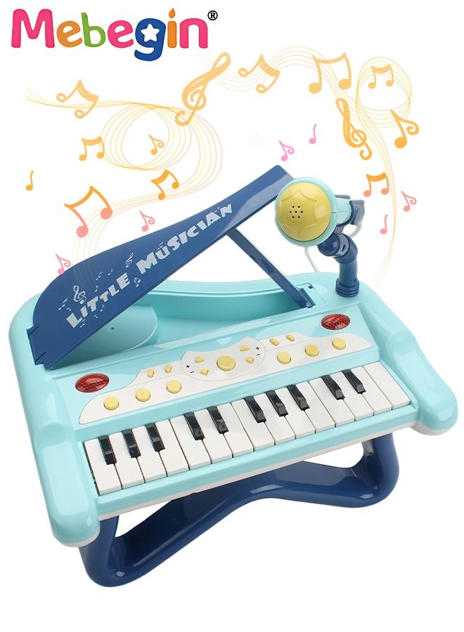 Piano Keyboard Toy for Kids, Multifunctional Electronic Piano Toy with Microphone, Preschool Learning Educational Instruments Toy Gifts for Kids Boys Girls 3+ Blue