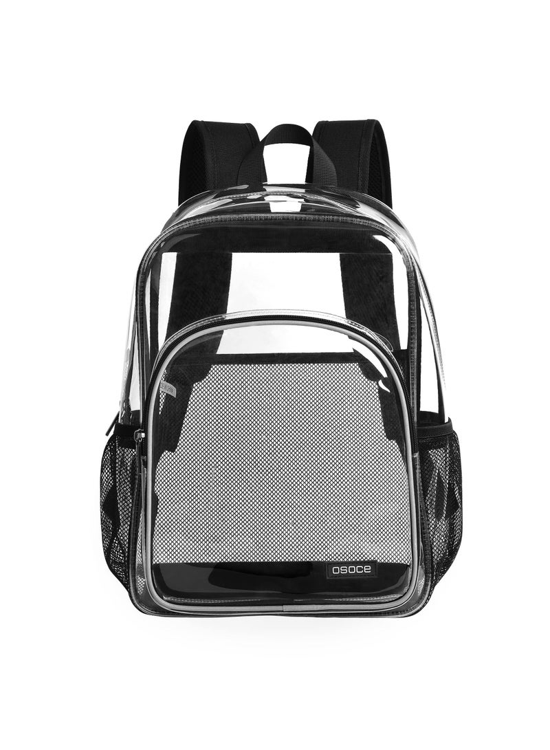 Black Mini Clear Backpack Clear Bag, Clear Mini Backpack Stadium Approved Transparent Small Bag with Concert Purse Plastic Waterproof for Women Girls Concert Festival Travel