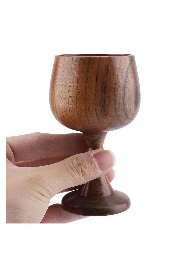 Vintage Wooden Beer Cup 150ml Handmade Elegant Goblet Chalice Cup for Drinking Coffee Tea Milk Water Beer Ice Cola