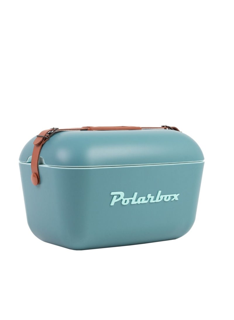 20L Classic Cooler Box with Leather Strap , Blue & Marine Rose | Rigid Thermal Insulated Ice Box for Beach, Picnic & Party | Convertible Lid & Polypropylene Insulation