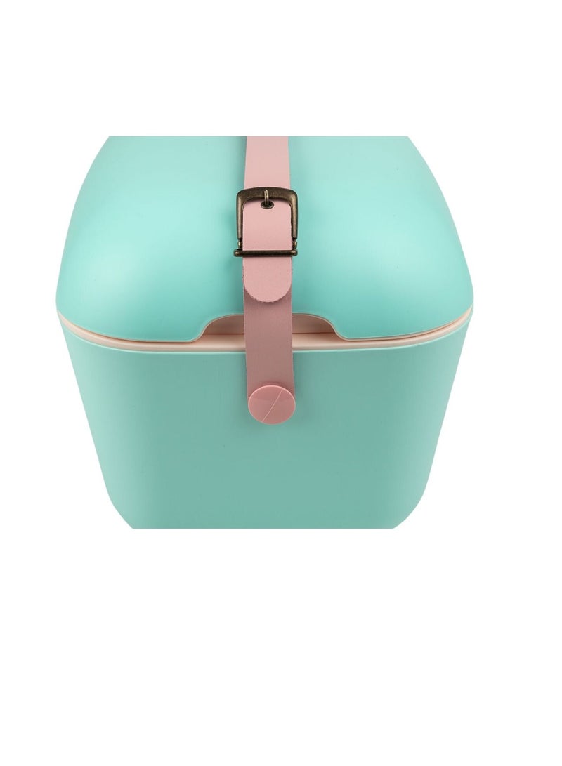 20L Pop Cooler Box with Leather Strap , Cyan & Baby Rose | Rigid Thermal Insulated Ice Box for Beach, Picnic & Party | Convertible Lid & Polypropylene Insulation