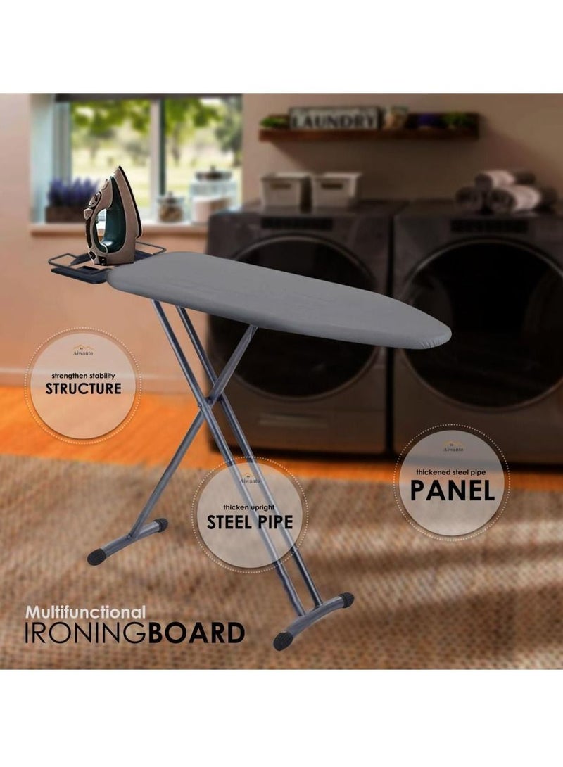 Folding Ironing Board Ironing Table Iron Table With Adjustable Height and Space Saving Design Household Foldable Laundry Rack Lightweight With Heat Resistant Cover and Thicken Felt Pad 15 Inches 120*40cm