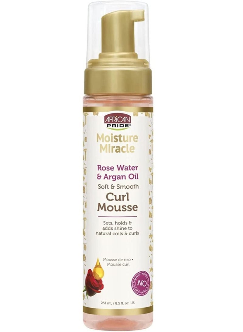 African Pride Moisture Miracle Soft & Smooth Curl Mousse Rose Water And Organ Oil