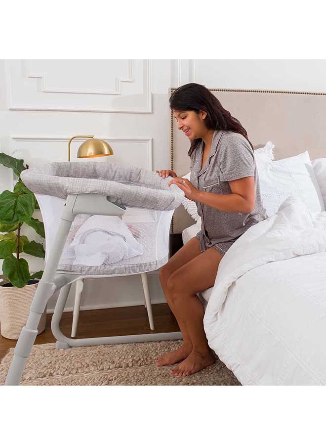 Baby Flex Bassinest, Adjustable Travel Bassinet, Easy Folding, Lightweight With Mattress And Carrying Bag, Heather Weave