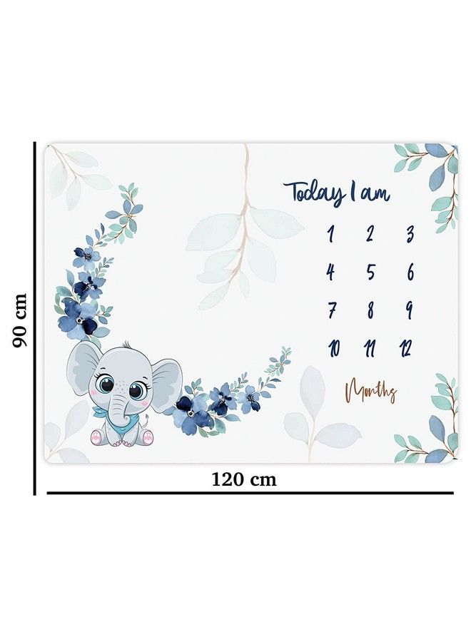 Milestone Blanket & Props For Baby'S ;1 To 12 Months Prop ;Ac Room Blanket For Summer ; Newborn Baby Blanket ; Infants Winter Blanket ; Baby Bedding90X120 (Animal Print White Fleece)