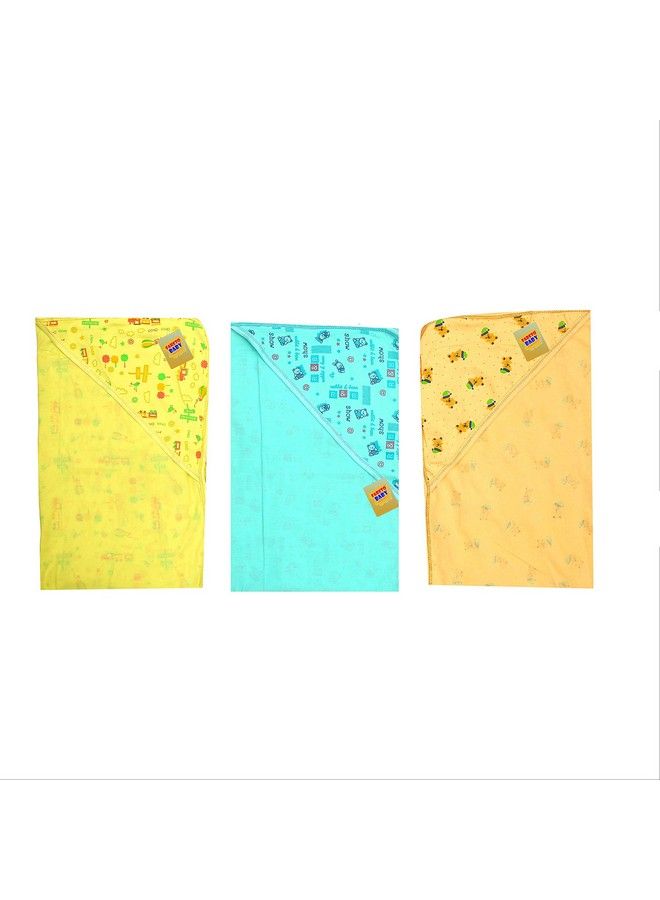 Infantbond Baby Super Soft Hosiery Single Layer Hooded Wrapper ; Blanket ; Towel(06 Months)(L31 Inchs B28 Inchs Multicolor Cotton)