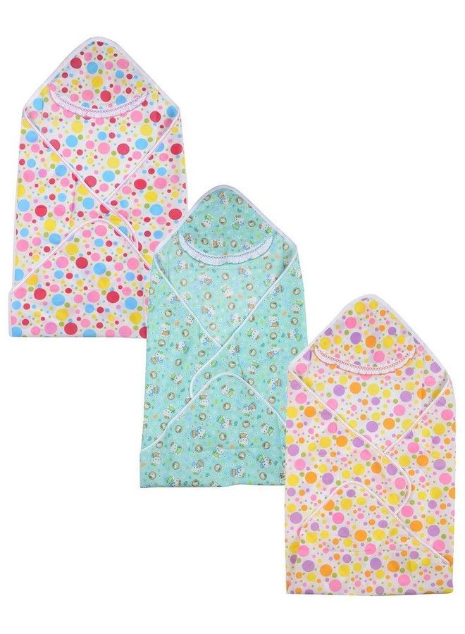 Combo Of 3 Baby Summer Cotton Cloth Blanket With Wrapper(Multi)(28*31Inchs)