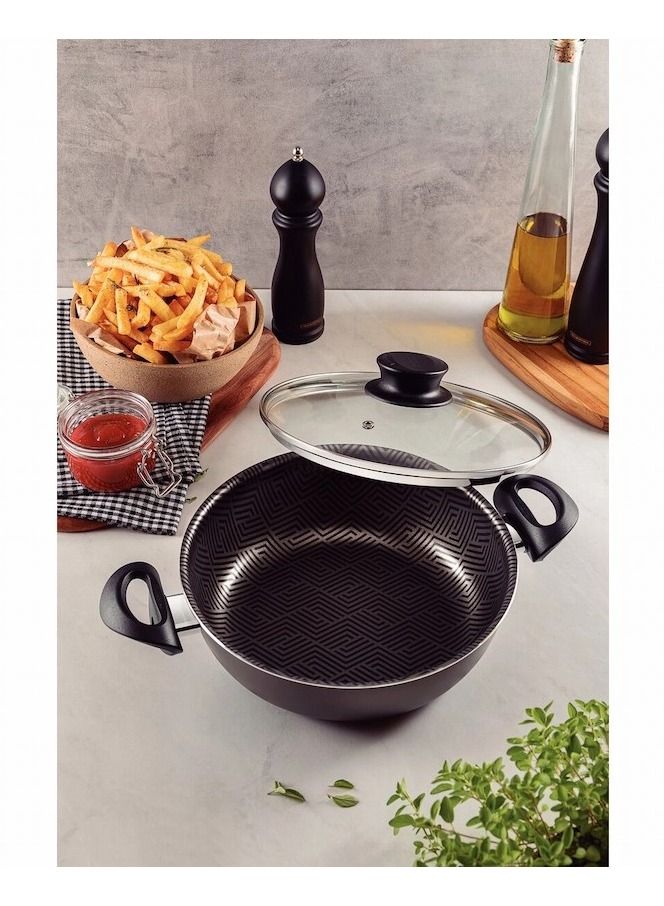 Since 1911,Made in Brazil- Paris, 12-piece Cookware Set, Lead-Colored Aluminum, Interior Starflon Max, Exterior Starflon Max, Nonstick Coating, PFOA Free, Tempered-Glass Lids, Steam Vents, Stainless-Steel Rims, Heat-Resistant Handles, Heat-Resistant Knobs, Nylon Utensils, Knives, Stainless-Steel Blades, Polypropylene Handles -