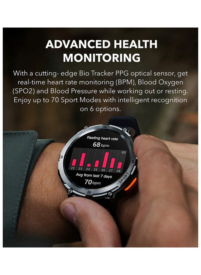 Tank T2 1.43 Inch Amoled Always On Display Bluetooth Answer Make Call Smart Watches For Men 5 ATM US Military Certified With 70 Sport Modes For Android IOS Iphones Black