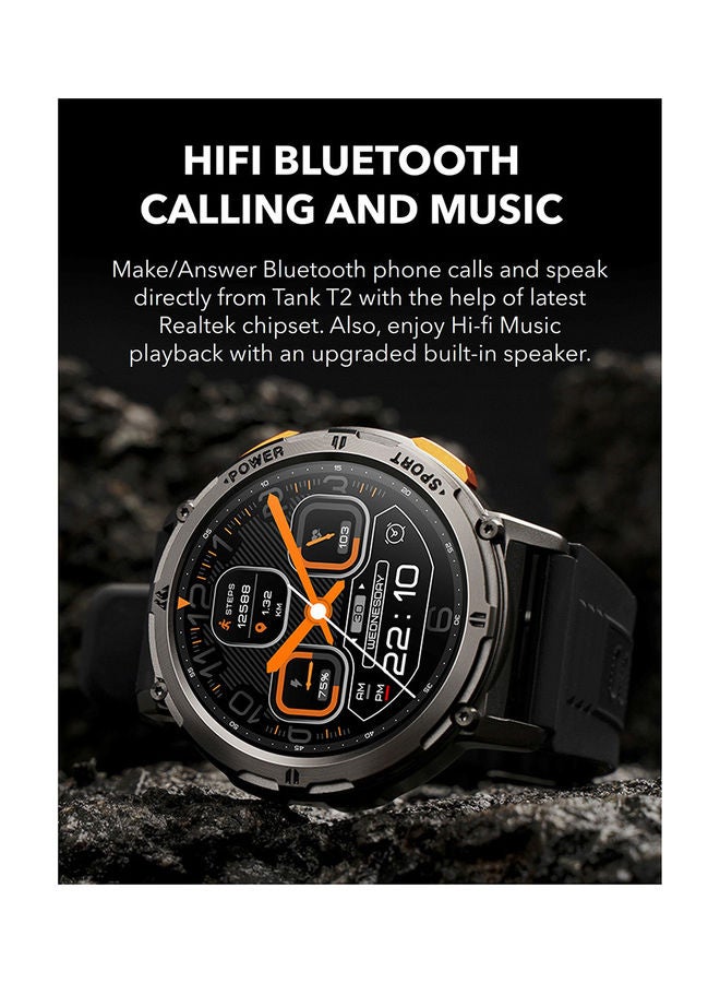 Tank T2 1.43 Inch Amoled Always On Display Bluetooth Answer Make Call Smart Watches For Men 5 ATM US Military Certified With 70 Sport Modes For Android IOS Iphones Black