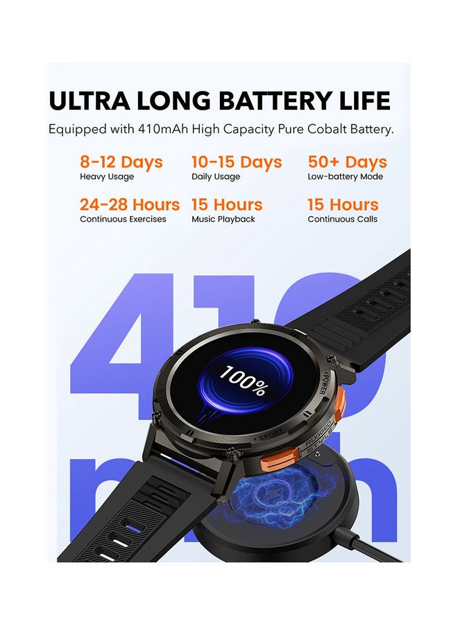 Tank T2 1.43 Inch Amoled Always On Display Bluetooth Answer Make Call Smart Watches For Men 5 ATM US Military Certified With 70 Sport Modes For Android IOS Iphones Black